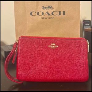 Double Zipper Coach Wristlet